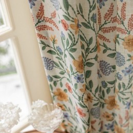 Cortinas De Lino Estilo Americano Con Estampado Floral Pequeño