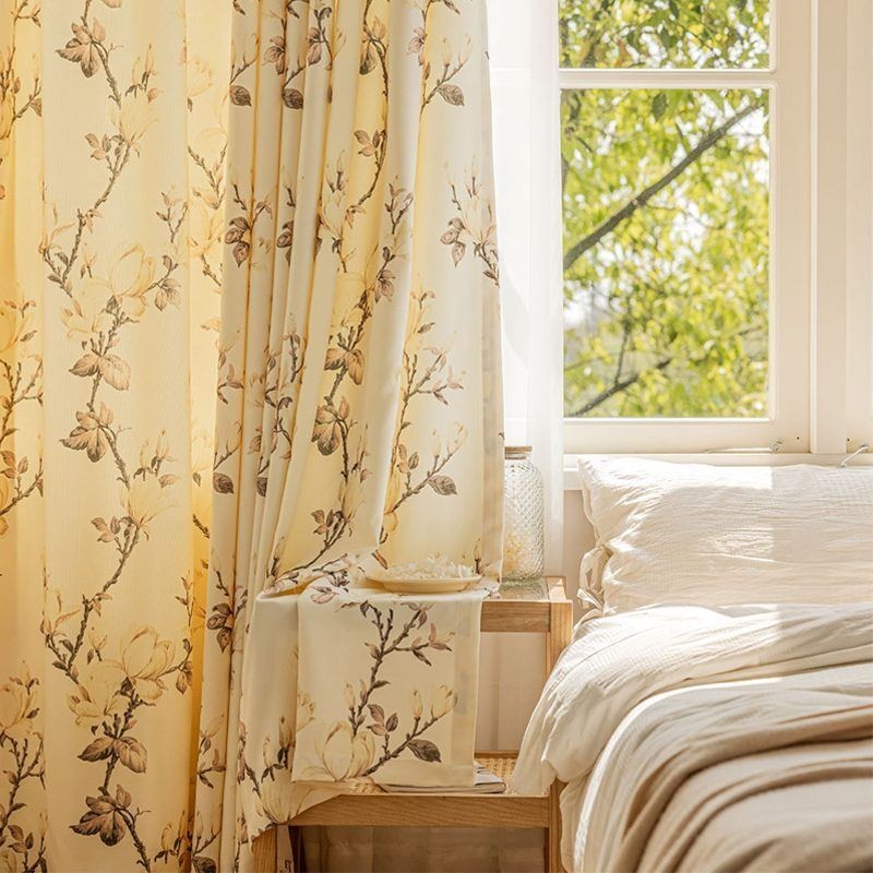 Cortinas Opacas Con Estampado Floral Americano