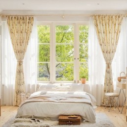 Cortinas Opacas Con Estampado Floral Americano