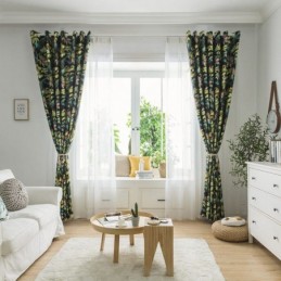 Cortinas De Alta Precisión Con Estampado De Hojas Estilo Americano