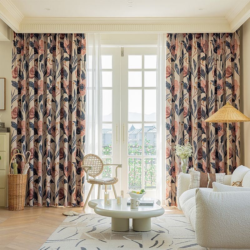 Cortina De Algodón Hecha A Medida, Cortina Con Estampado De Plantas, Estilo Americano, Opaca.