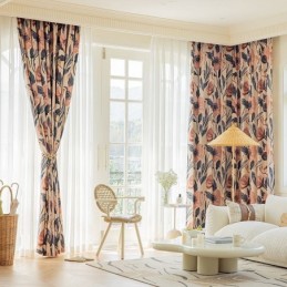 Cortina De Algodón Hecha A Medida, Cortina Con Estampado De Plantas, Estilo Americano, Opaca.