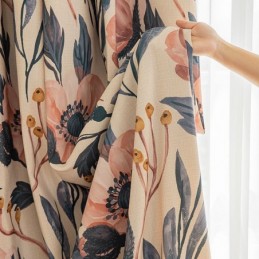 Cortina De Algodón Hecha A Medida, Cortina Con Estampado De Plantas, Estilo Americano, Opaca.