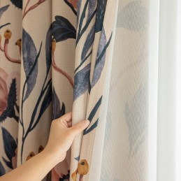 Cortina De Algodón Hecha A Medida, Cortina Con Estampado De Plantas, Estilo Americano, Opaca.