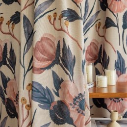 Cortina De Algodón Hecha A Medida, Cortina Con Estampado De Plantas, Estilo Americano, Opaca.