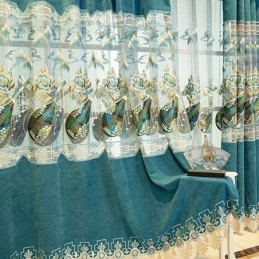 Cortina Semiopaca Hecha A Medida, Estilo Chino, Chenilla, Bordado Pipa Para Sala De Estar Y Dormitorio.