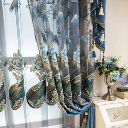 Cortina Semiopaca Hecha A Medida, Estilo Chino, Chenilla, Bordado Pipa Para Sala De Estar Y Dormitorio.