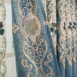 Cortinas Semi Opacas Con Bordado Floral Europeo De Chenilla Para Sala De Estar Y Dormitorio