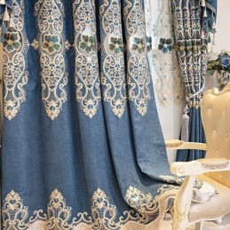 Cortinas Semi Opacas Con Bordado Floral Europeo De Chenilla Para Sala De Estar Y Dormitorio