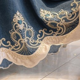 Cortinas Semi Opacas Con Bordado Floral Europeo De Chenilla Para Sala De Estar Y Dormitorio