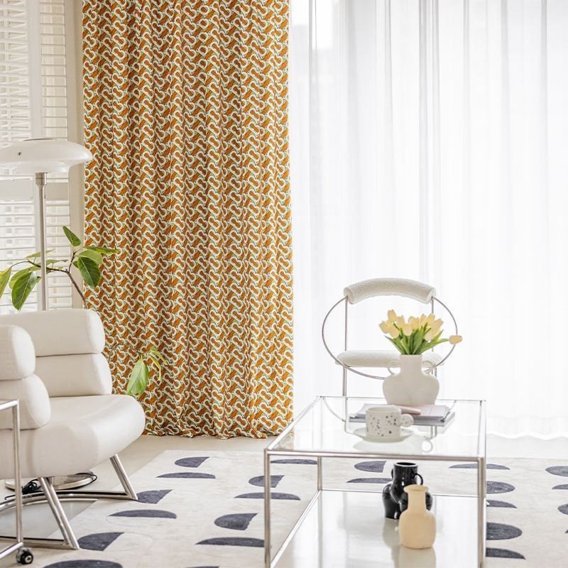 Cortina De Chenilla Hecha A Medida, Cortina Nórdica Estampada, Cortinas Opacas