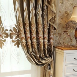 Cortina Bordada De Chenilla, Hecha A Medida, Semiopaca, Con Flores Europeas, Para Sala De Estar Y Dormitorio.