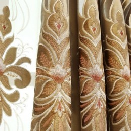 Cortina Bordada De Chenilla, Hecha A Medida, Semiopaca, Con Flores Europeas, Para Sala De Estar Y Dormitorio.