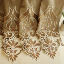 Cortina Bordada De Chenilla, Hecha A Medida, Semiopaca, Con Flores Europeas, Para Sala De Estar Y Dormitorio.