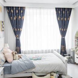 Cortina De Algodón Hecha A Medida Con Estampado De Oso Para Niños