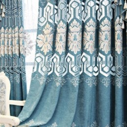 Cortina Semiopaca De Chenilla, Hecha A Medida, Con Bordado De Flores Europeas Para Sala De Estar Y Dormitorio.