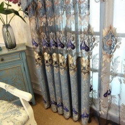 Cortina Semiopaca De Chenilla, Hecha A Medida, Con Bordado De Flores Europeas, Para Sala De Estar Y Dormitorio