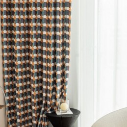 Cortina De Chenilla A Medida, Estilo Nórdico, Con Estampado Geométrico, Opaca.