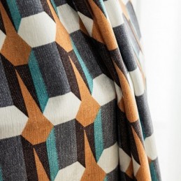 Cortina De Chenilla A Medida, Estilo Nórdico, Con Estampado Geométrico, Opaca.