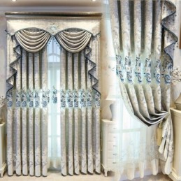 Cortina De Chenilla Europea Hecha A Medida Con Bordado Floral Para Sala De Estar Y Dormitorio.