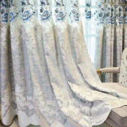 Cortina De Chenilla Europea Hecha A Medida Con Bordado Floral Para Sala De Estar Y Dormitorio.