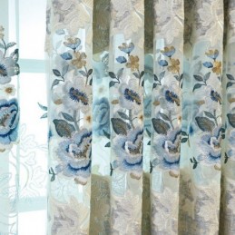 Cortina De Chenilla Europea Hecha A Medida Con Bordado Floral Para Sala De Estar Y Dormitorio.