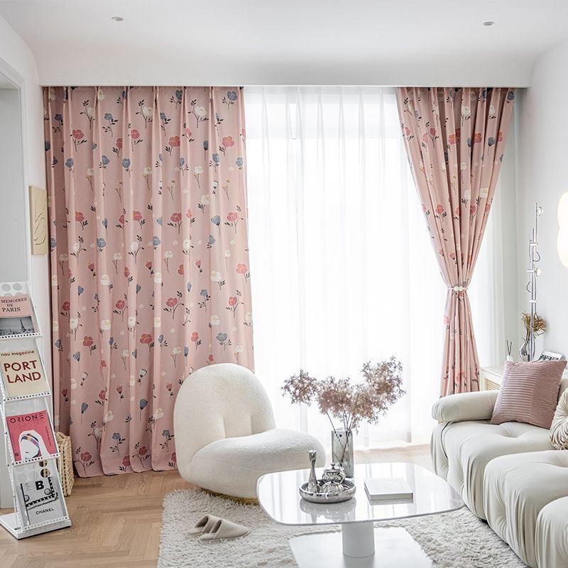 Cortina De Algodón Hecha A Medida Cortina Con Estampado Floral Estilo Nórdico