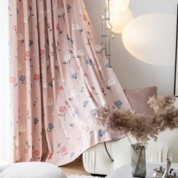 Cortina De Algodón Hecha A Medida Cortina Con Estampado Floral Estilo Nórdico
