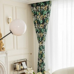 Cortinas Opacas De Chenilla Estilo Europeo Con Estampado De Plantas