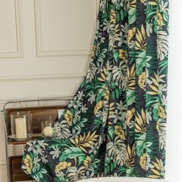 Cortinas Opacas De Chenilla Estilo Europeo Con Estampado De Plantas