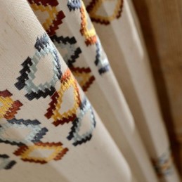 Cortina Opaca De Lino Y Algodón, Hecha A Medida, Con Diseño Geométrico Nórdico Bordado Para Sala De Estar Y Dormitorio.