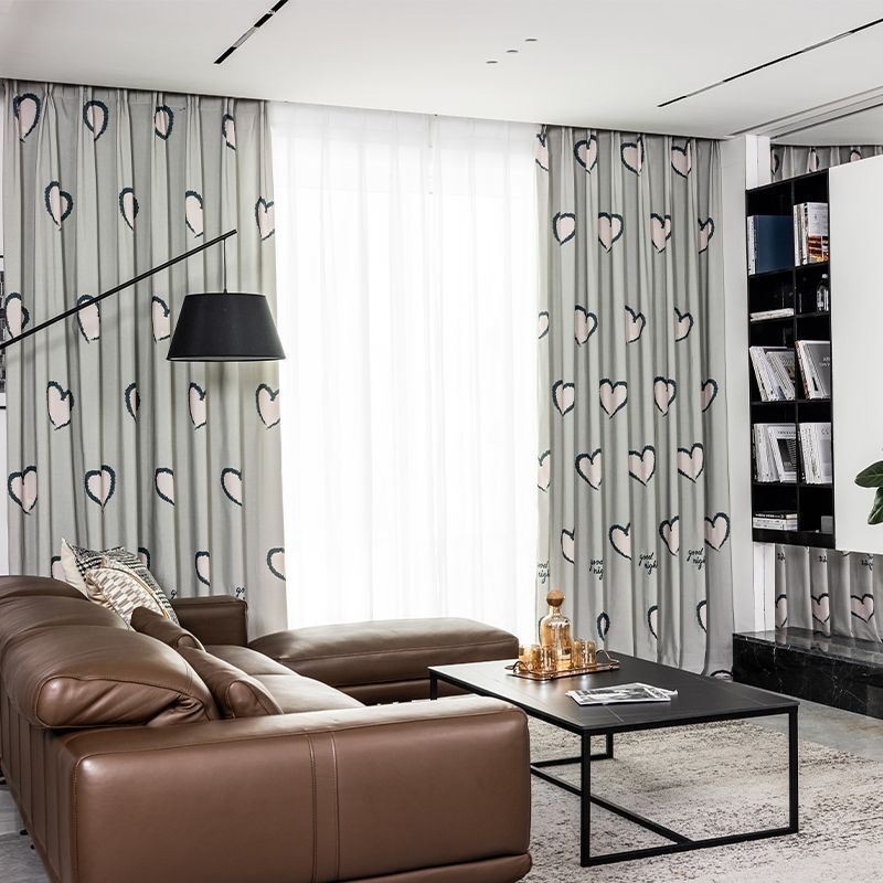 Cortina De Algodón Hecha A Medida Cortina Con Forma De Corazón Estampada Nórdica
