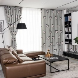 Cortina De Algodón Hecha A Medida Cortina Con Forma De Corazón Estampada Nórdica