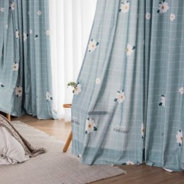 Cortina De Algodón Hecha A Medida Cortina Con Estampado Floral Estilo Nórdico