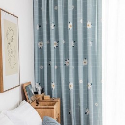 Cortina De Algodón Hecha A Medida Cortina Con Estampado Floral Estilo Nórdico