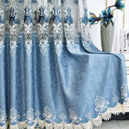 Cortina Semiopaca Hecha A Medida Con Bordado De Flores Europeas Para Sala De Estar Y Dormitorio