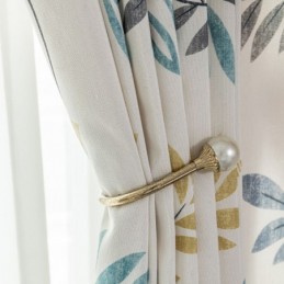 Cortina De Algodón Hecha A Medida Cortina Estilo Nórdico Con Estampado De Hojas