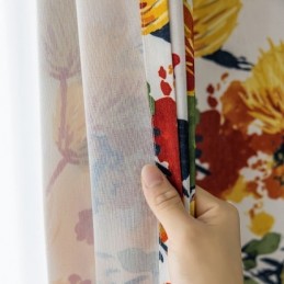 Cortina De Algodón Hecha A Medida Cortina Con Estampado De Plantas Estilo Nórdico