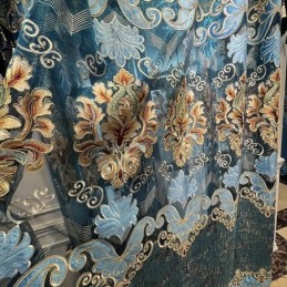 Cortina Semiopaca De Chenilla, Hecha A Medida, Con Bordado De Flores Europeas Para Sala De Estar Y Dormitorio.