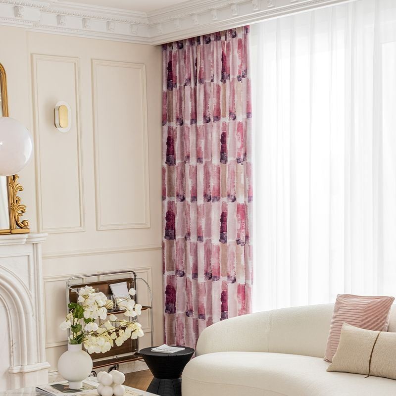 Cortinas Opacas Con Estampado Nórdico De Chenilla