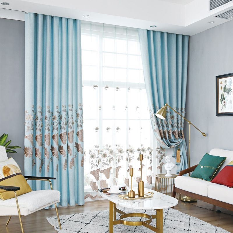 Cortinas Opacas Nórdicas Con Bordado Floral Para Sala De Estar Y Dormitorio