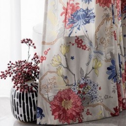 Cortina De Estilo Nórdico Hecha A Medida Cortina De Algodón Con Estampado Floral