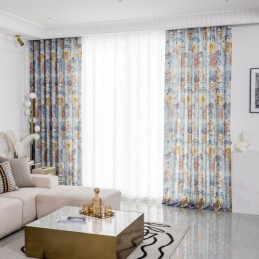 Cortina De Estilo Nórdico Hecha A Medida Cortina De Algodón Con Estampado Floral