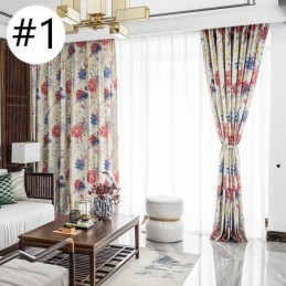 Cortina De Estilo Nórdico Hecha A Medida Cortina De Algodón Con Estampado Floral