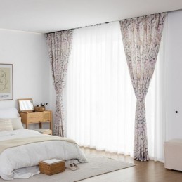 Cortina De Estilo Nórdico Hecha A Medida, Cortina De Algodón Con Estampado De Plantas.