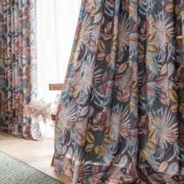 Cortina De Algodón Hecha A Medida Cortina Con Estampado De Hojas Estilo Americano