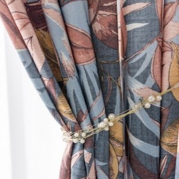 Cortina De Algodón Hecha A Medida Cortina Con Estampado De Hojas Estilo Americano