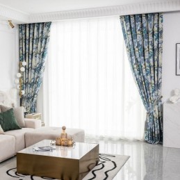 Cortina De Algodón Hecha A Medida Cortina Con Estampado De Hojas Estilo Americano