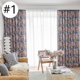 Cortina De Algodón Hecha A Medida Cortina Con Estampado De Hojas Estilo Americano