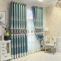 Cortinas Bordadas De Chenilla Estilo Europeo Con Diseño Floral Para Sala De Estar Y Dormitorio